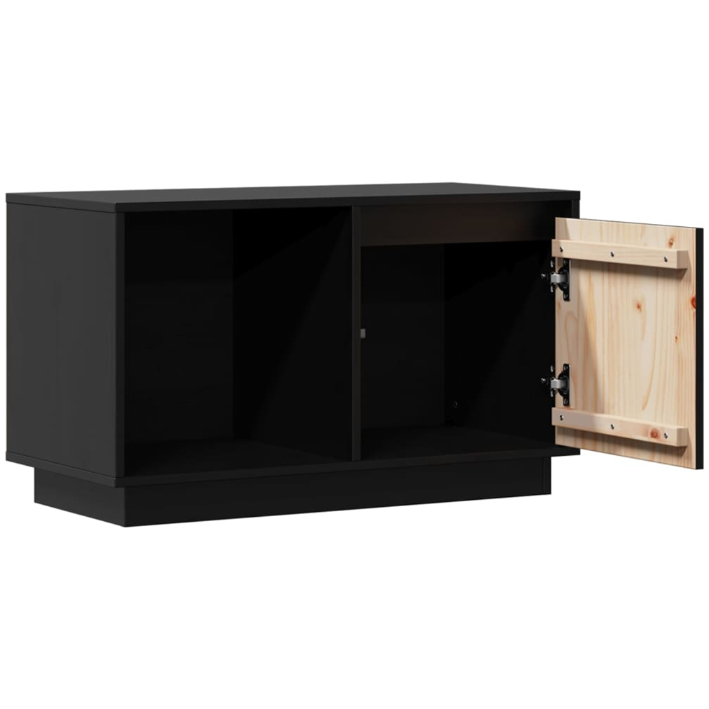 vidaXL Single Door Single Shelf Black Solid Pine Wood TV Cabinet Image 5