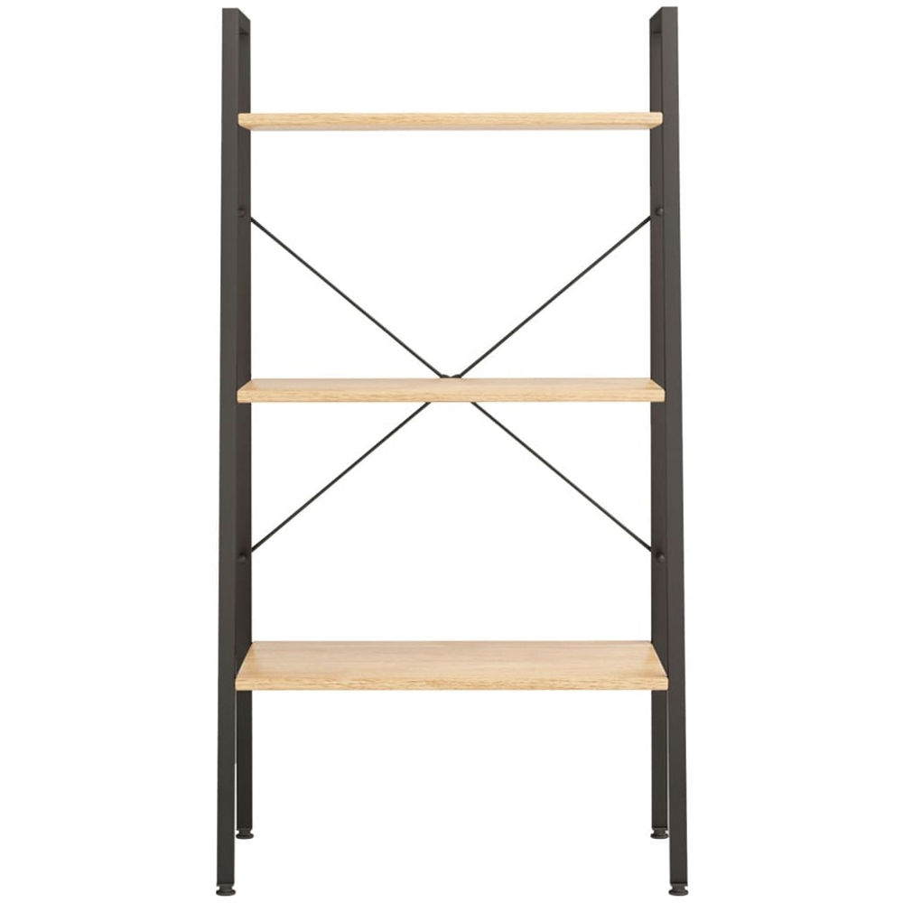 vidaXL 3 Shelf Light Brown and Black Standing Shelf Image 2