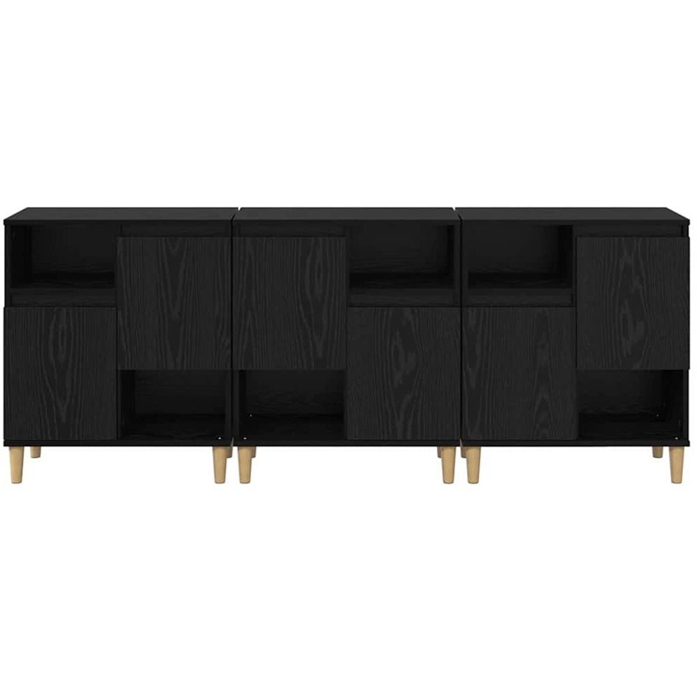 vidaXL 2 Door 2 Shelf Black Oak Compact Sideboard Set of 3 Image 5