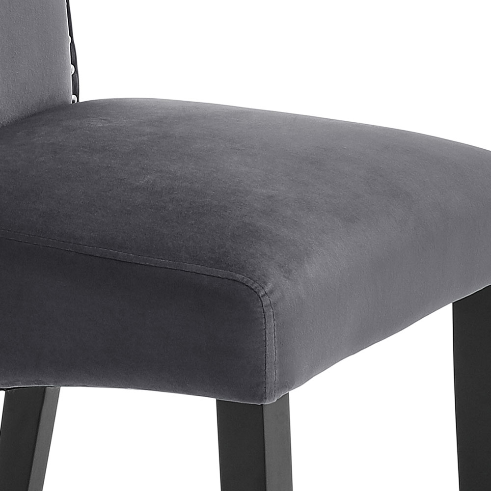 Living and Home Set of 2 Dark Grey Velvet Dining Chair Image 6