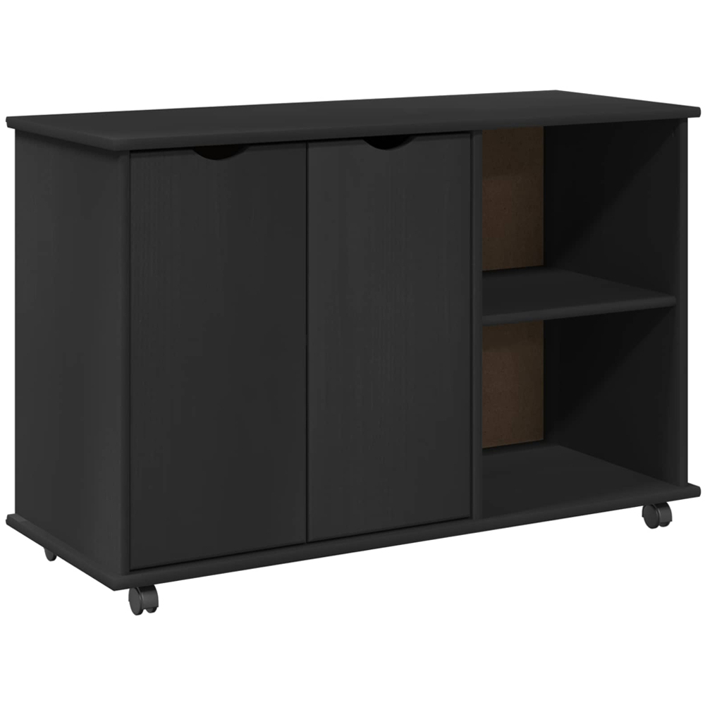 vidaXL 2 Door 2 Shelf Black Minimalist Rolling Storage Cabinet Image 2