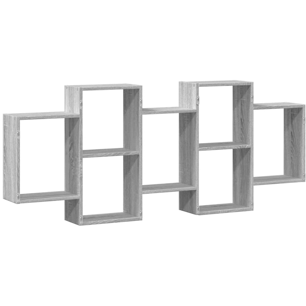 vidaXL 8 Shelf Grey Sonoma Floating Wall Shelf Image 5