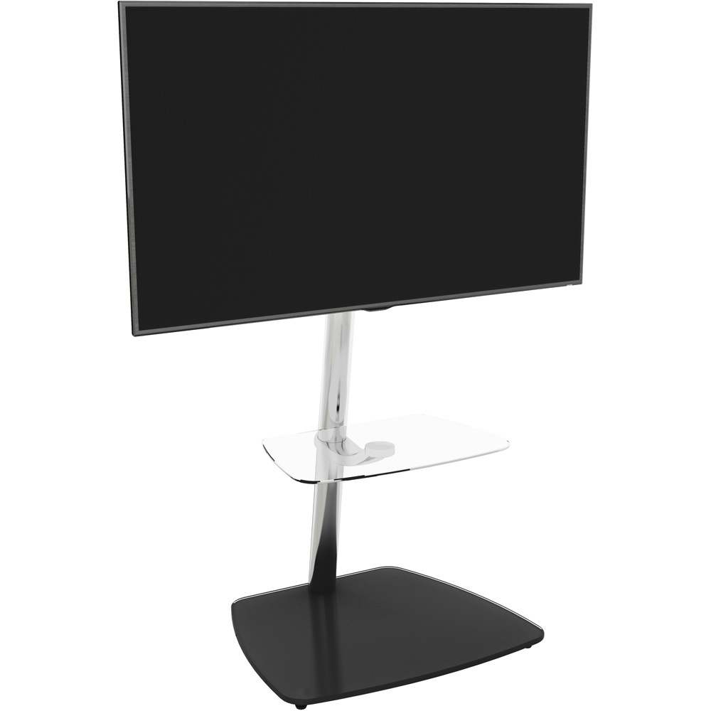 AVF Iseo Single Shelf Clear and Black Glass Pedestal TV Unit Image 3