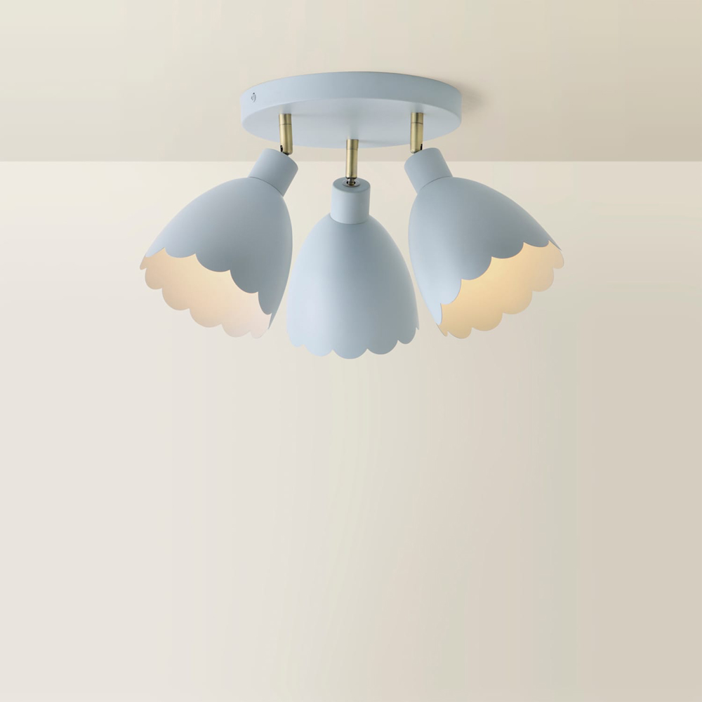 ValueLights Millie 3 Way Powder Blue Scallop Shade Adjustable Round Spot Ceiling Light with Bulb Image 5