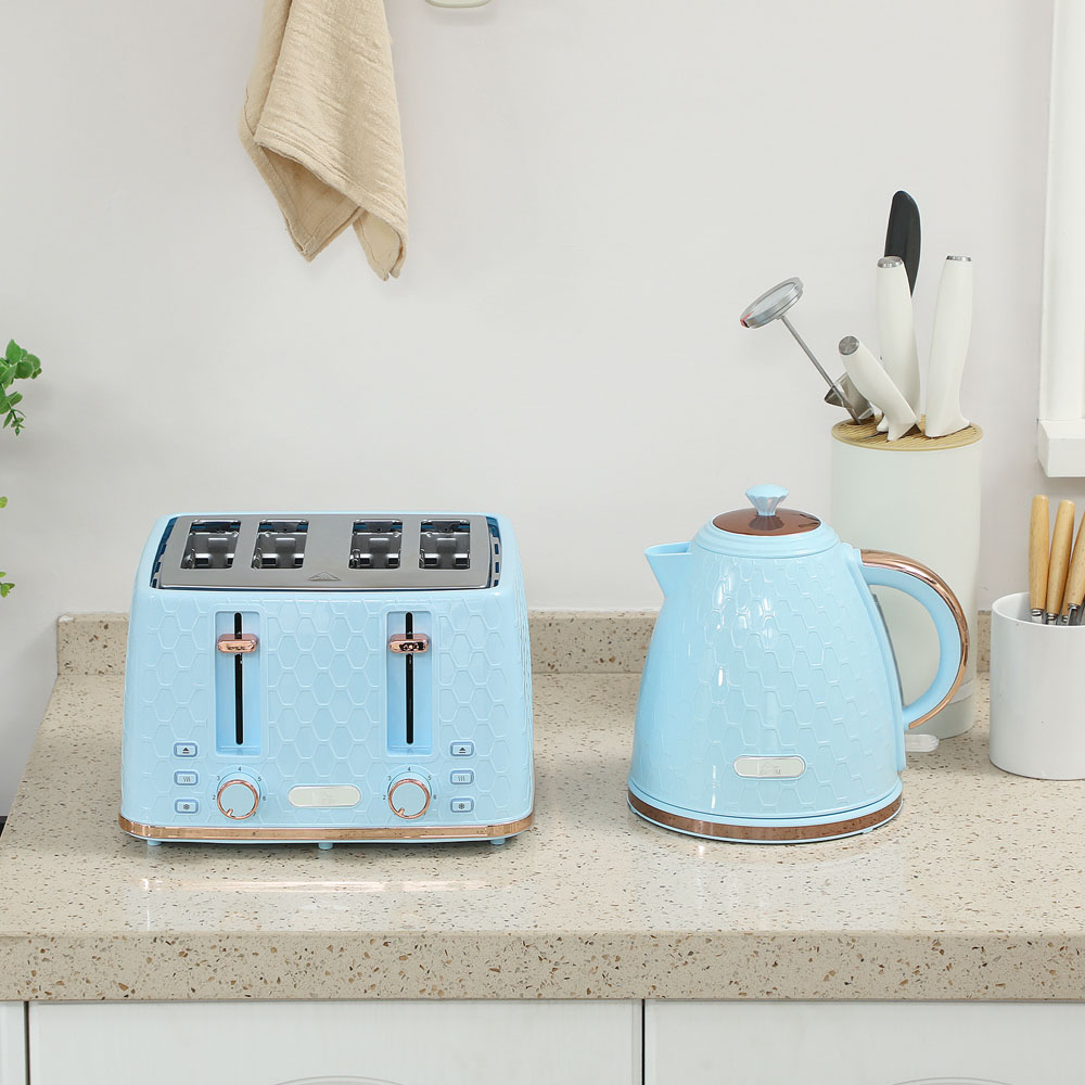 HOMCOM 800-180V71LB 1.7L Light Blue and 4 Slice Toaster Set Image 7