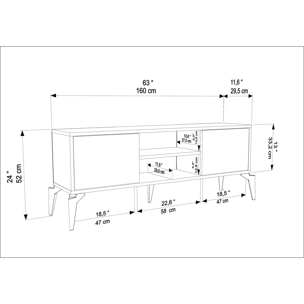 Decorotika Lojo 2 Door 2 Shelf White TV Stand for 71 inch TV Image 6