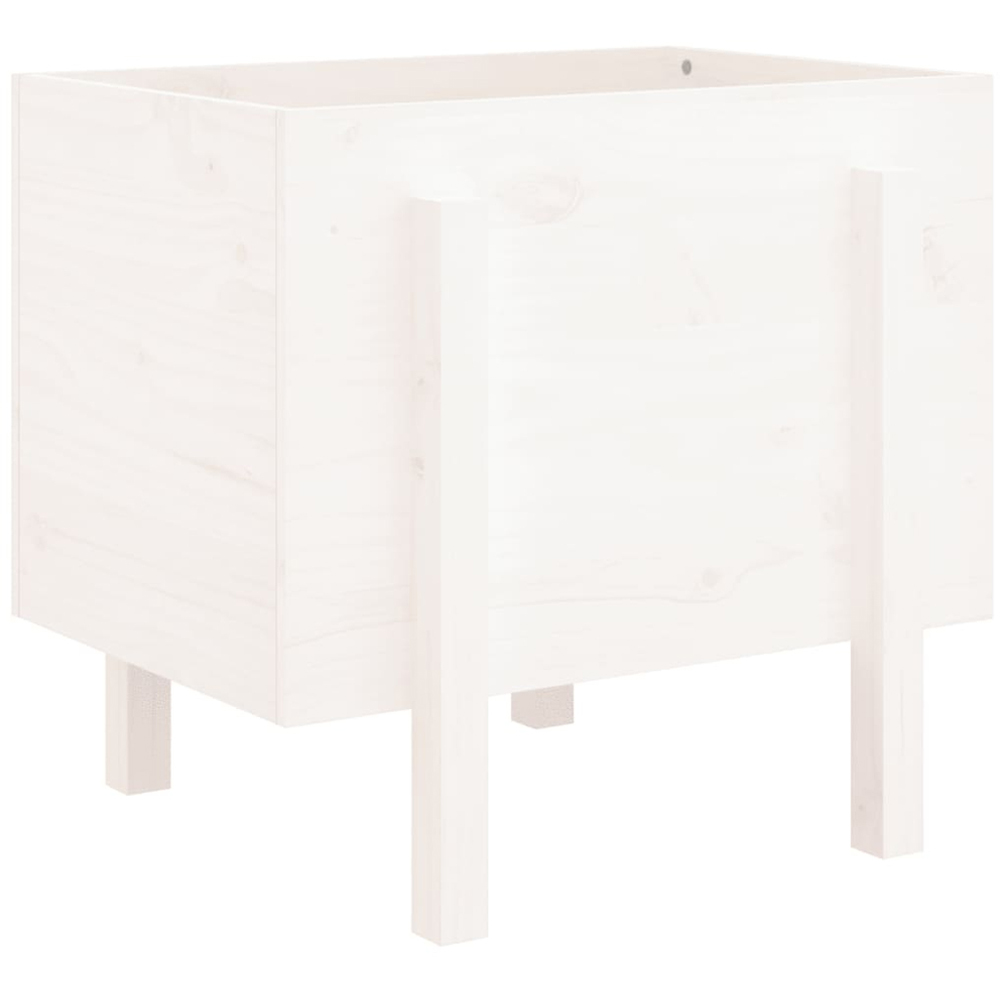 vidaXL White Solid Pine Wood Garden Planter 57 x 62 x 50cm Image 1