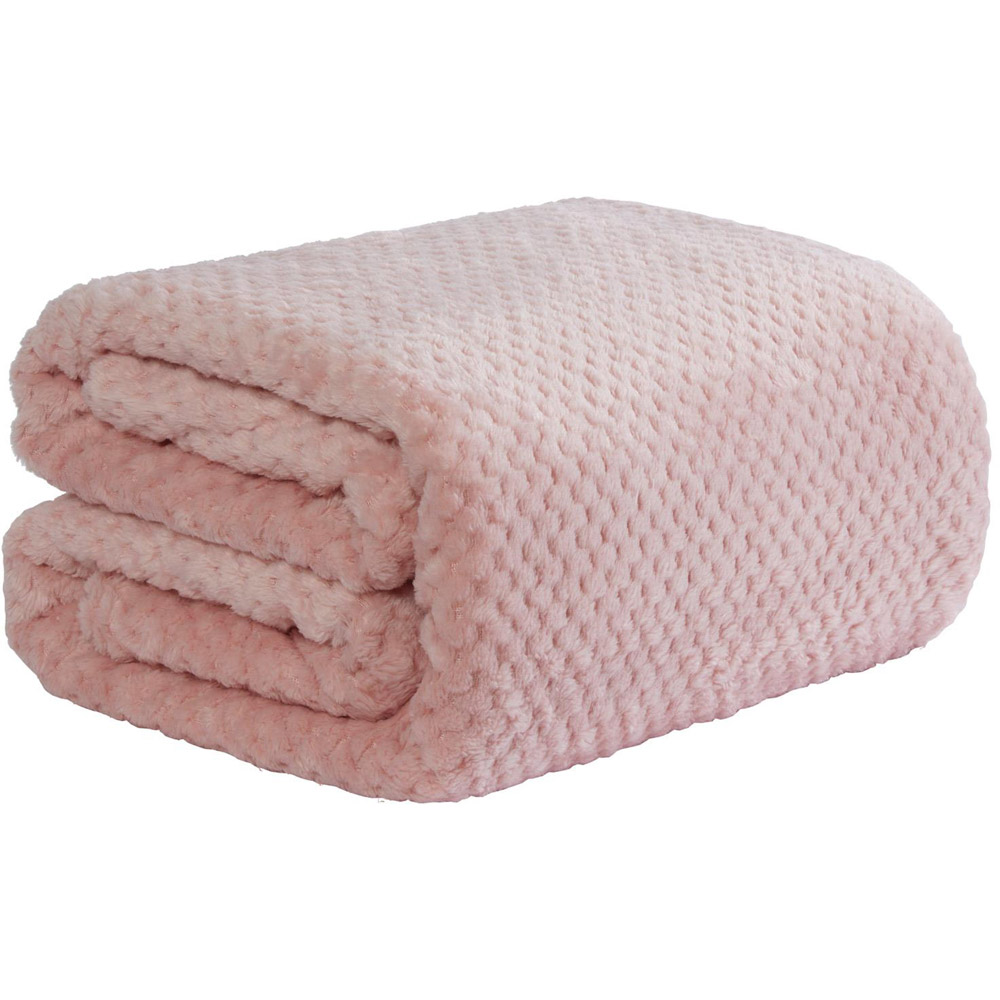 Dreamscene Luxury Blush Pink Honeycomb Mink Waffle Throw 240 x 200cm Image 1