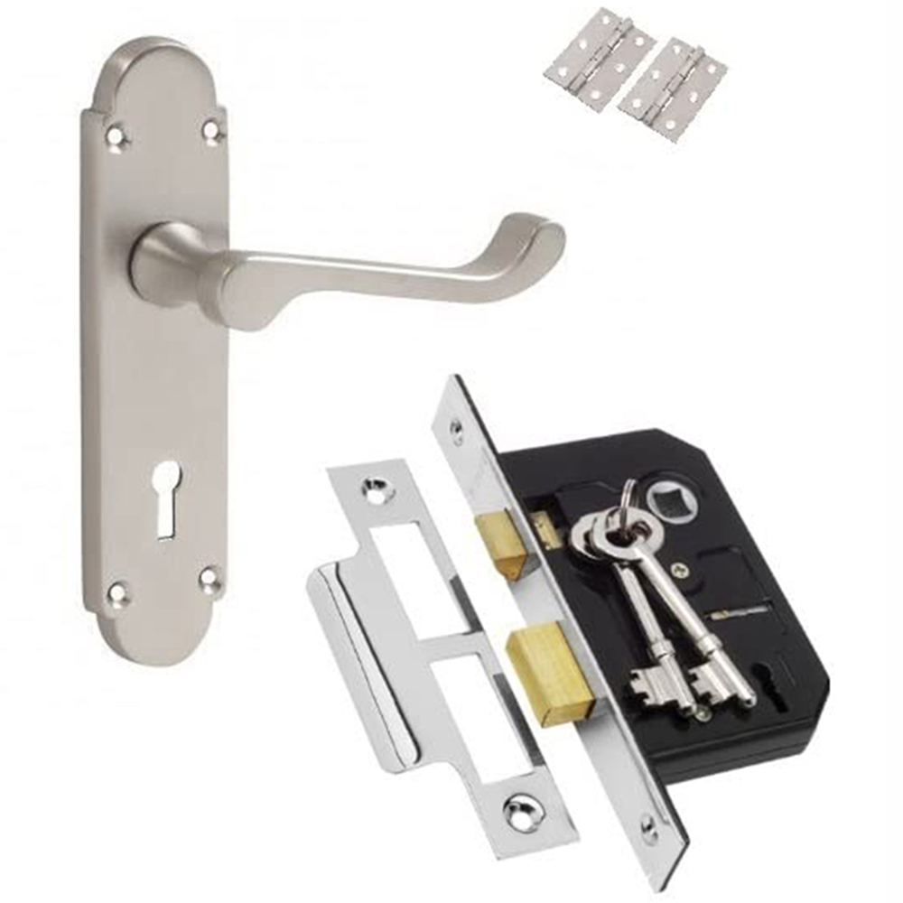 Golden Grace Satin Brushed Chrome Epsom Door Handle 120 x 90mm Image