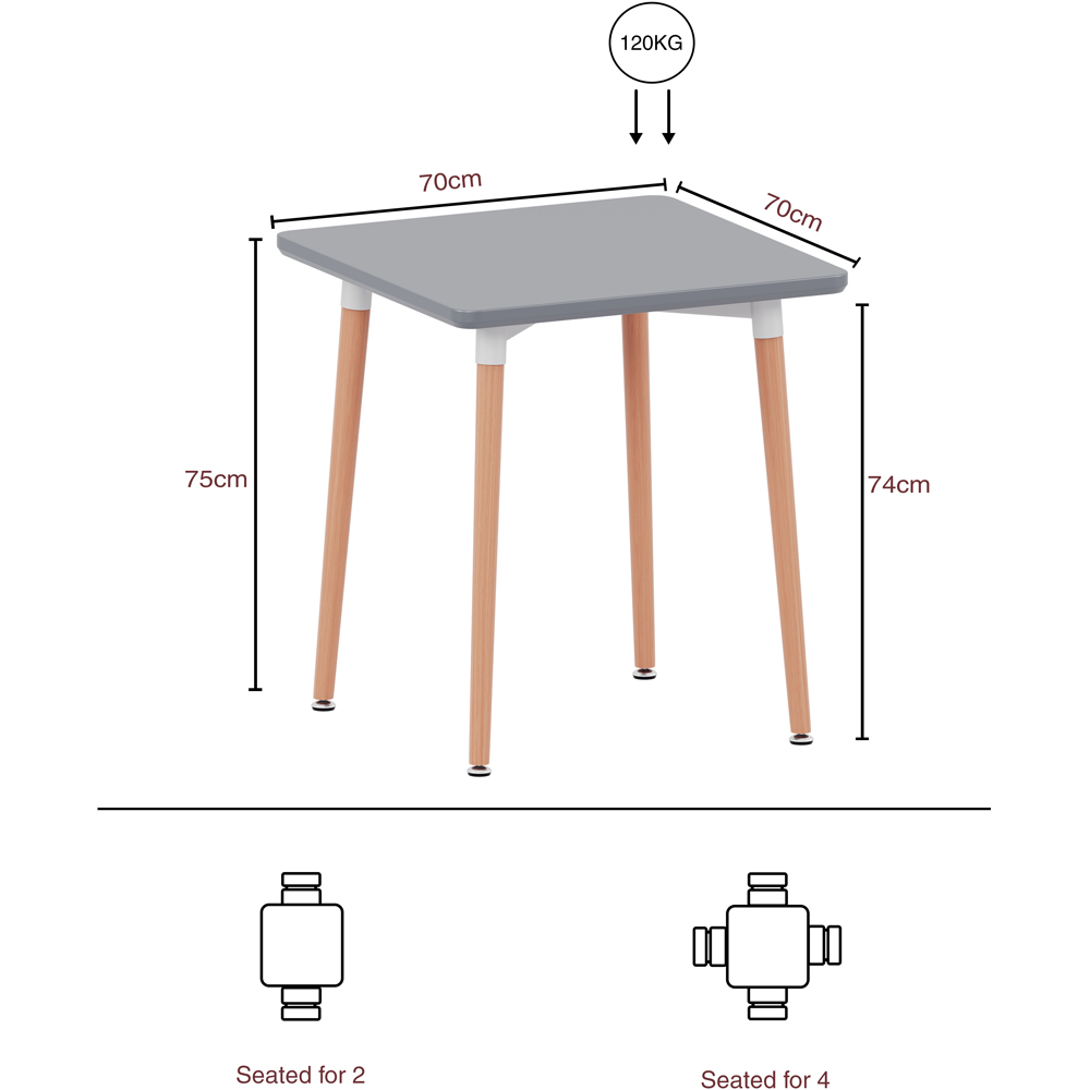 Vida Designs Batley 2 Seater Square Dining Table Grey Image 9