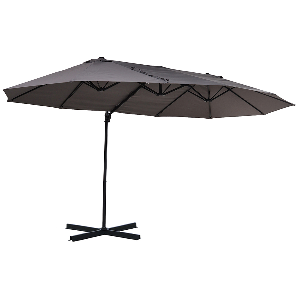 Outsunny Grey Double Overhanging Parasol 4.4m Image 1