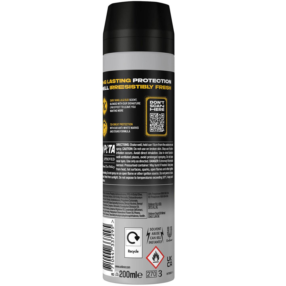 Lynx Gold 72H Protection Anti-Perspirant Anti-White Marks Deodorant Spray 200ml 36 Pack Image 3