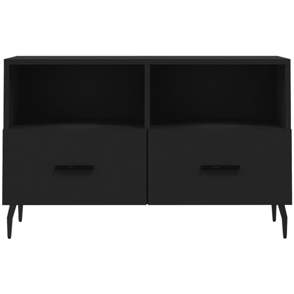 vidaXL 2 Drawer 2 Shelf Black TV Cabinet Image 5
