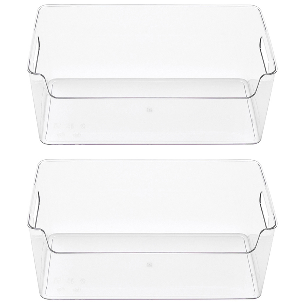 Living and Home Stackable Fridge Storage Organiser with Handle 2 Pack Image 1