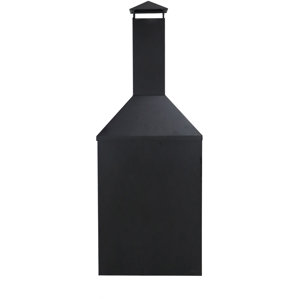 Charles Bentley Snug Rio Black Powder Coated Steel BBQ and Chimenea with Log Storage Image 4