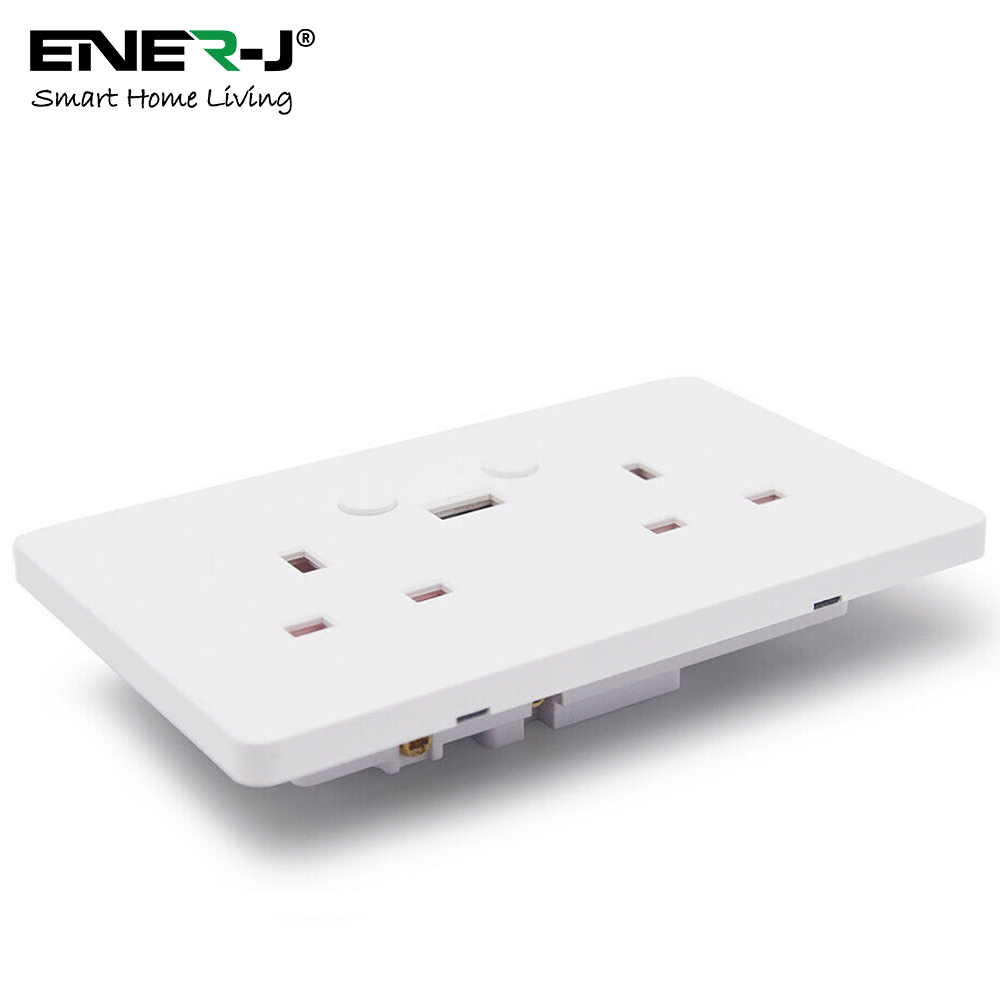 Ener-J White Smart Double Socket with USB Port Image 3