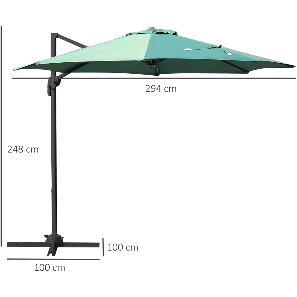 Outsunny Green Rotating Roma Parasol with Cross Base 3m Image 8