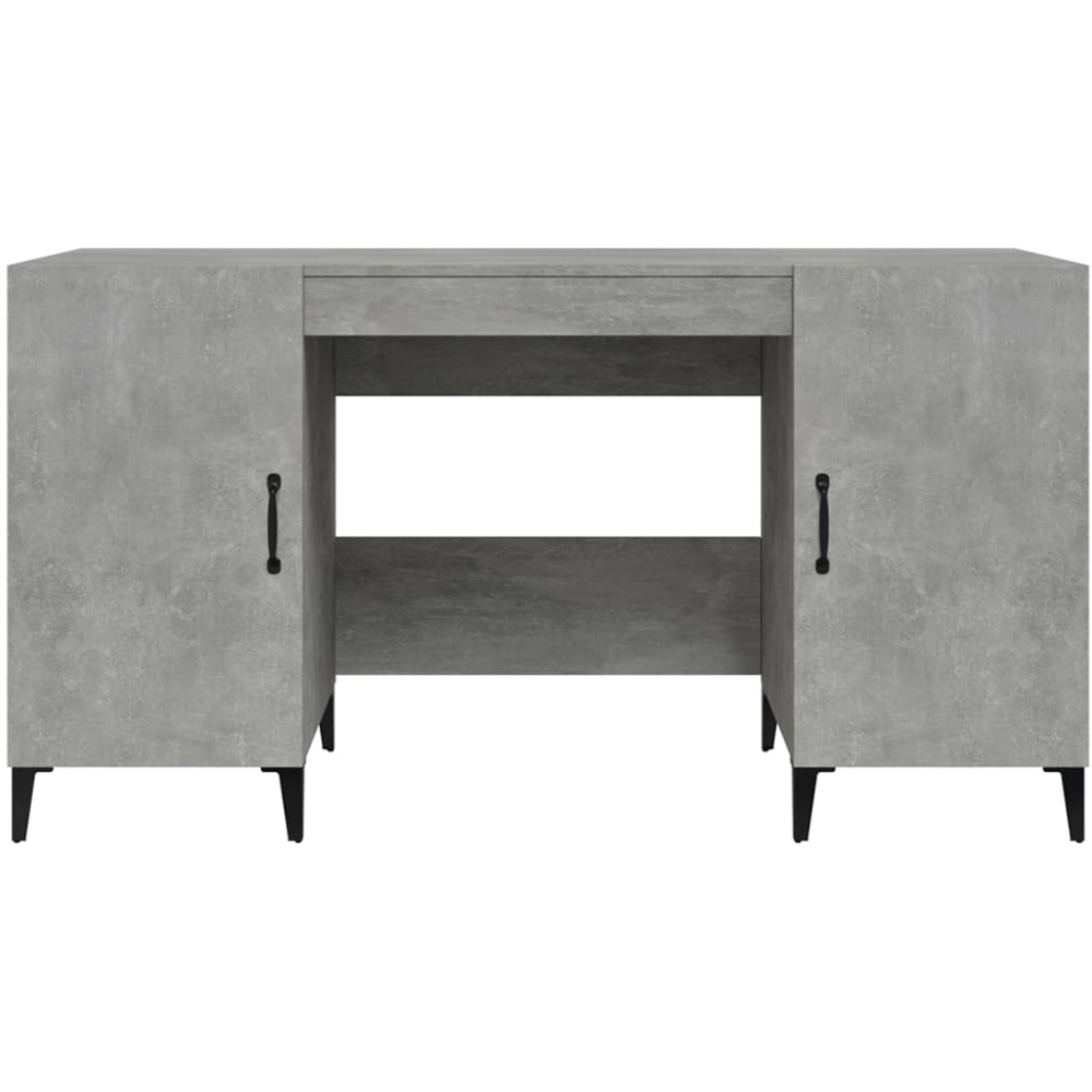 vidaXL 2 Door Computer Desk Concrete Grey and Black Image 5