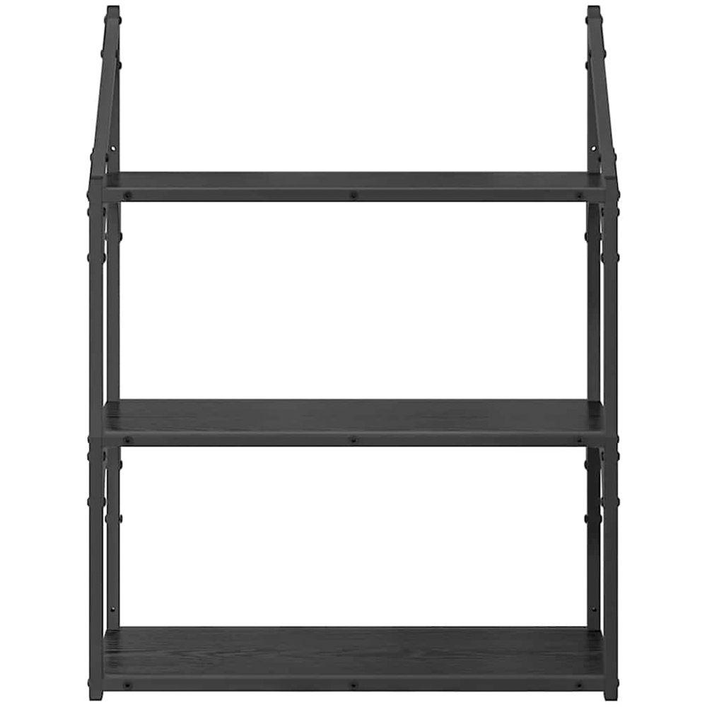 vidaXL 60cm 3 Shelf Black Oak Wall Shelf Image 4