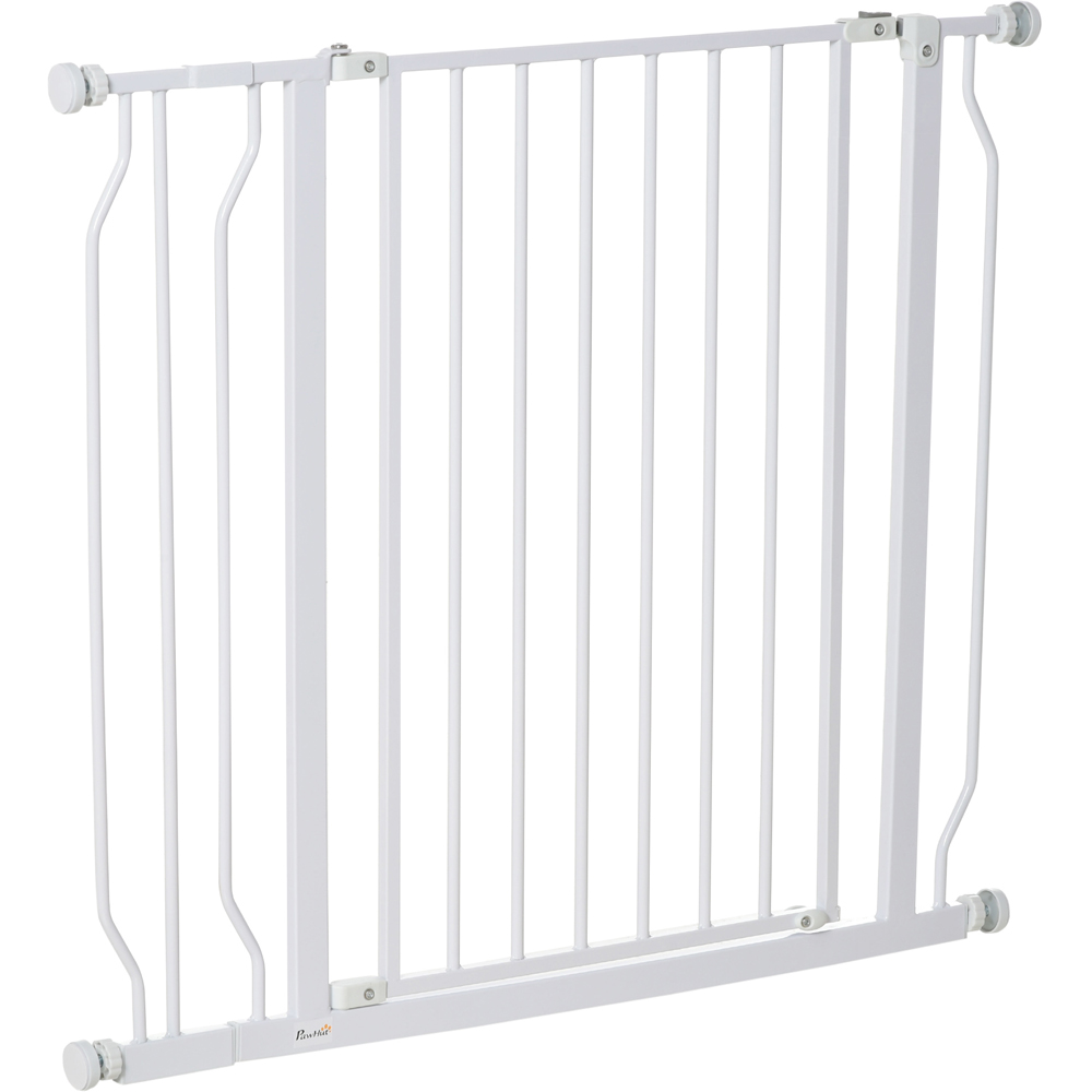 PawHut White 75-95cm Door Pressure Fit Wide Stair Pet Safety Gate Image 1
