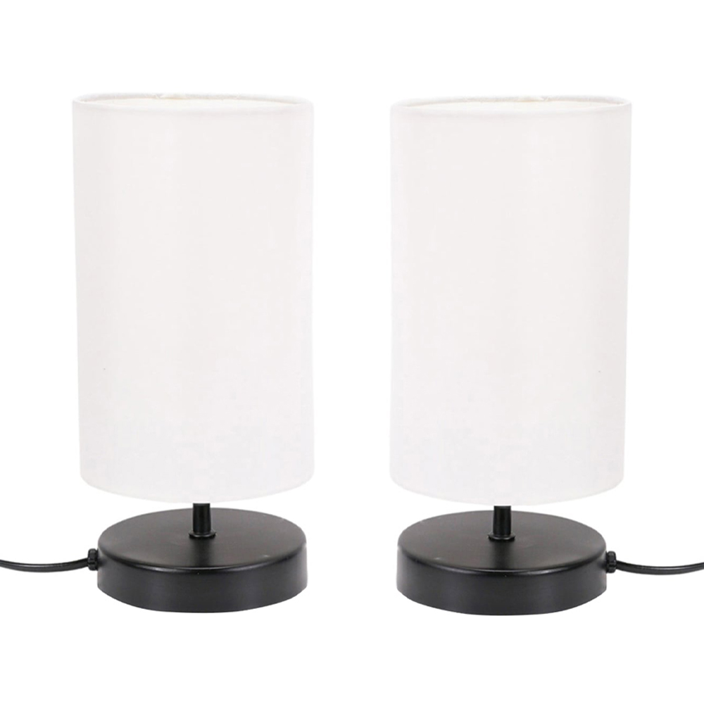 ValueLights Francis 2 Pack Matt Black and White Shade Dimmable Touch LED Table Lamp Image 1