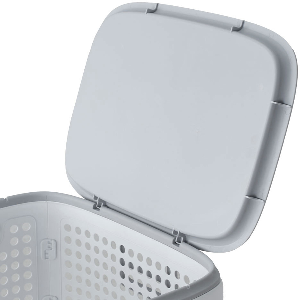 Living and Home White and Grey Laundry Basket with Wheels and Lid Image 5