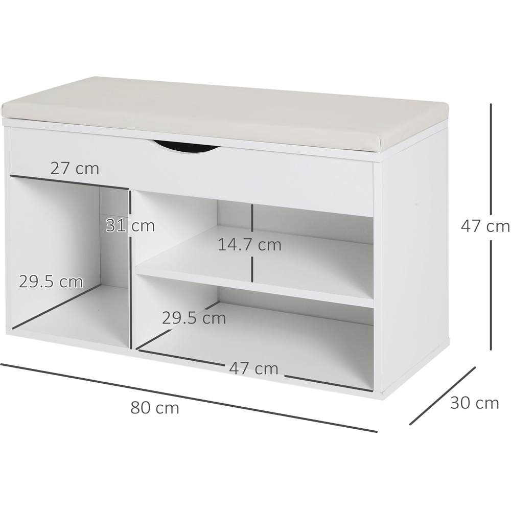 Portland White Wooden Shoe Rack with Storage Seat Image 8