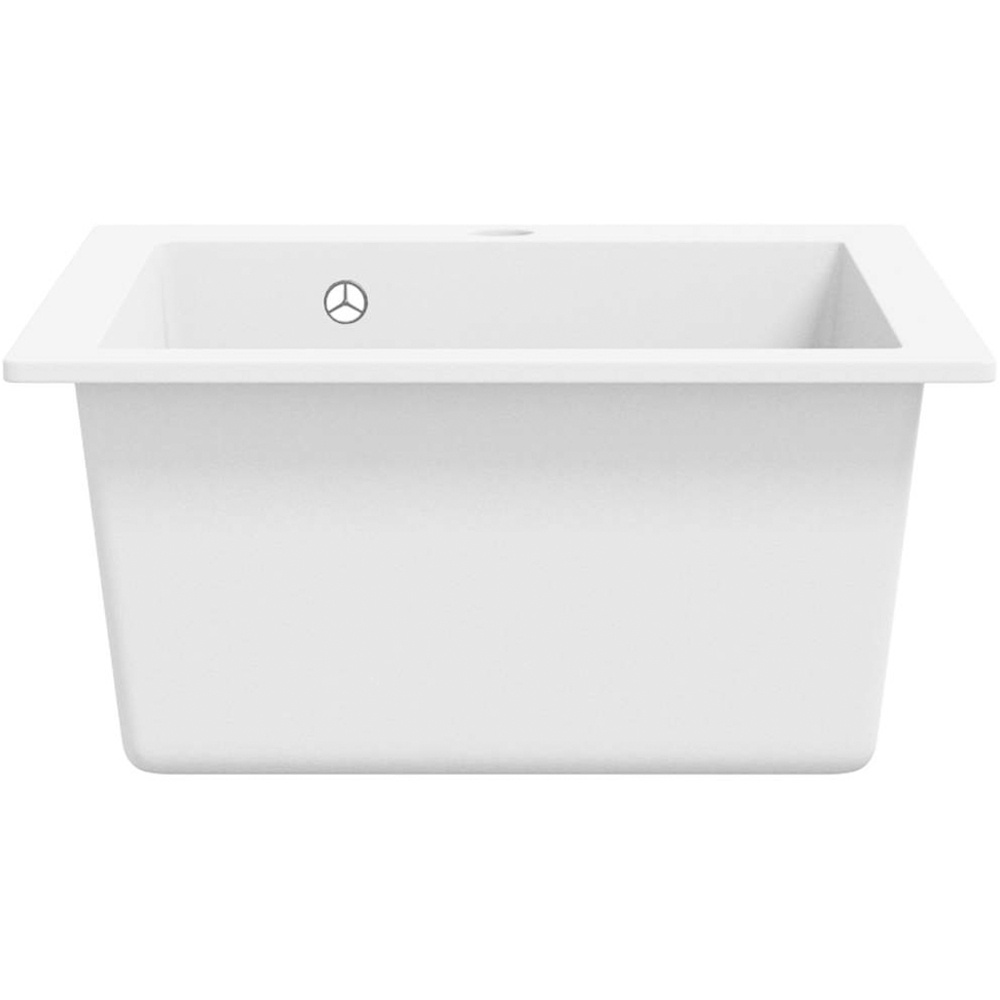 vidaXL White Granite Single Basin Overmount Kitchen Sink 350 x 390 x 195mm Image 3