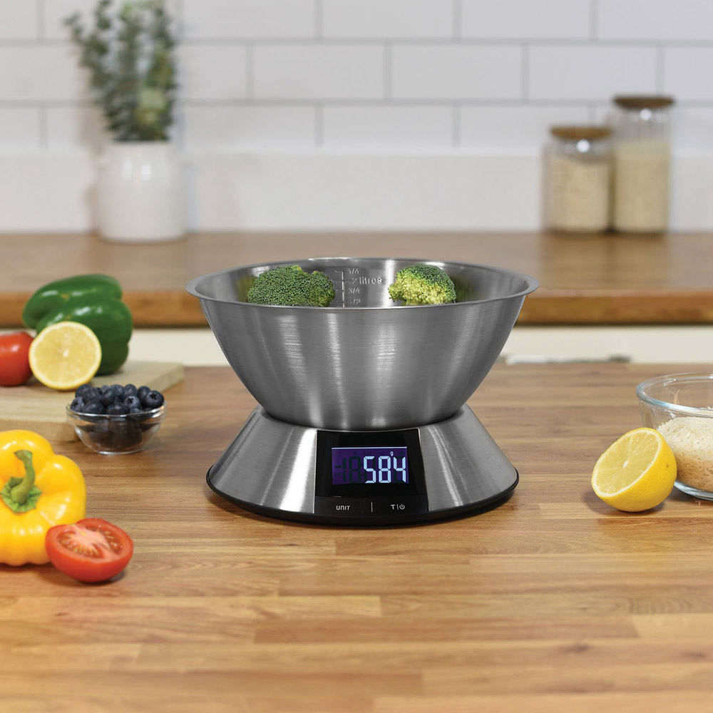 MY Full Stainless Steel Electric Scale with Bowl Chrome Image 1