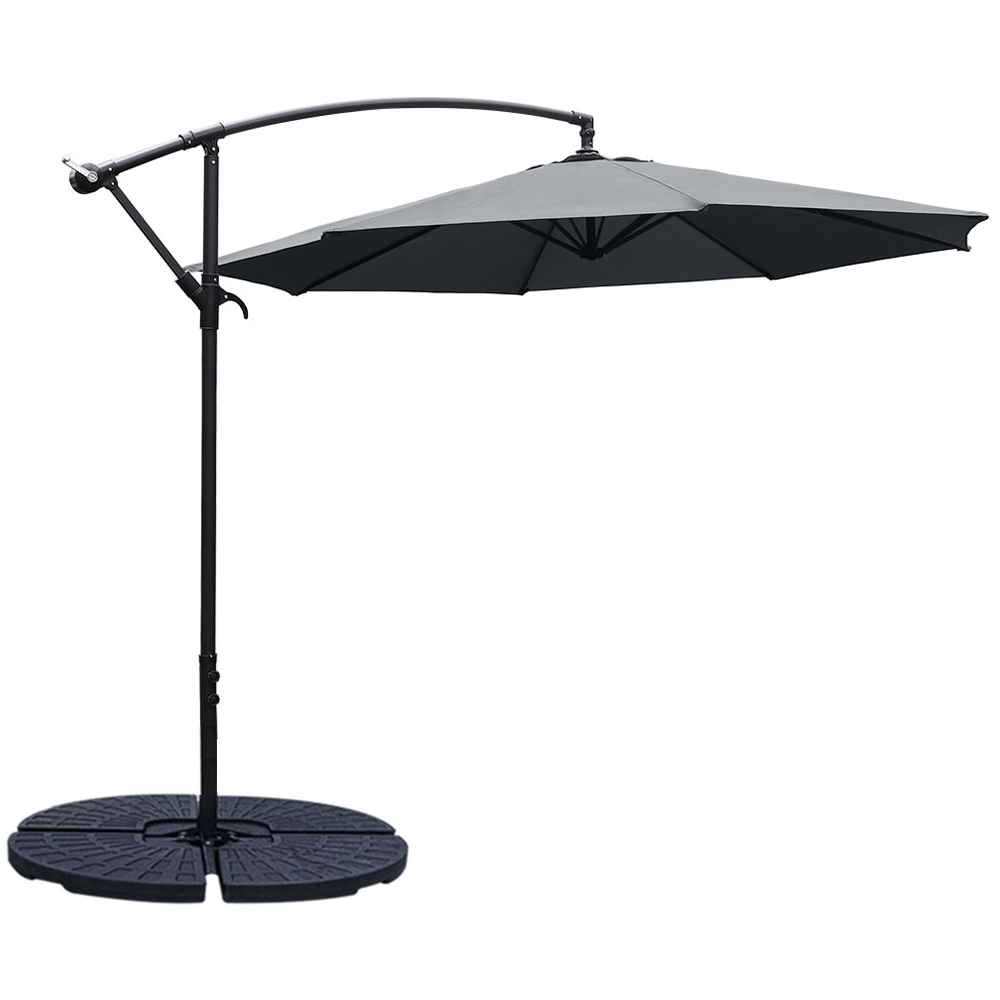 Living and Home Dark Grey Garden Cantilever Parasol with Round Base 3m Image 1