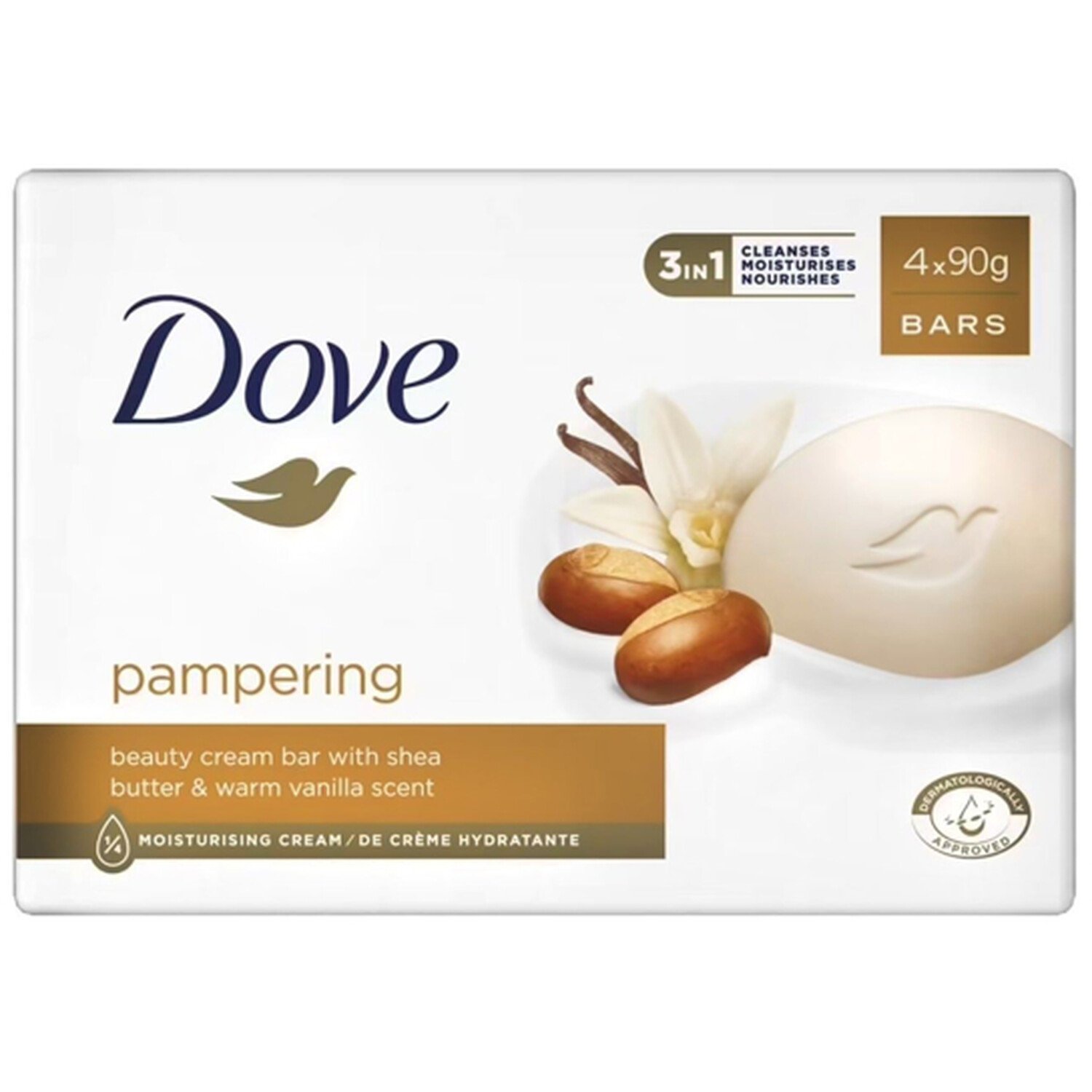 Pack of 4 Dove Pampering Beauty Cream Bars - White Image