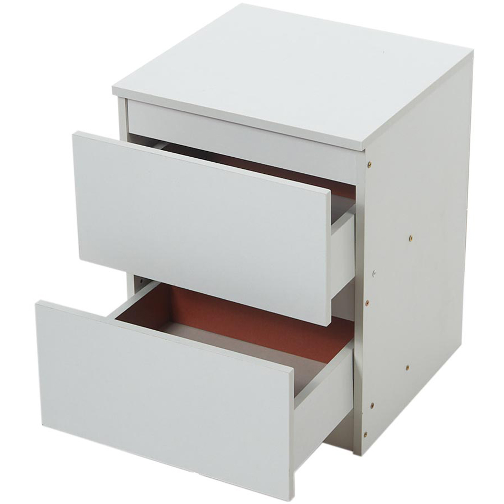 Living and Home 2 Drawer Warm White Bedside Table Image 2