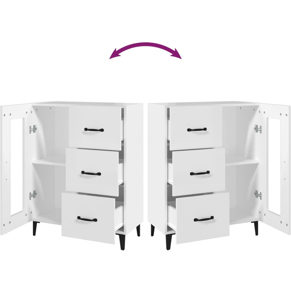 vidaXL Single Glass Door 3 Drawer White Sideboard Image 7