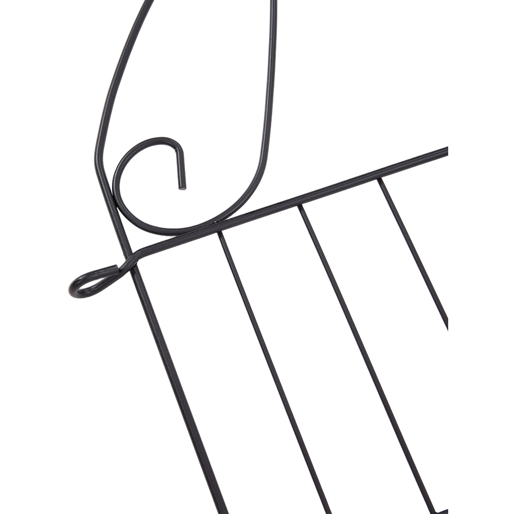 Living and Home 3 x 2.2ft 5 Panel Black Arched Top Scroll Detail Metal Garden Fence Image 5