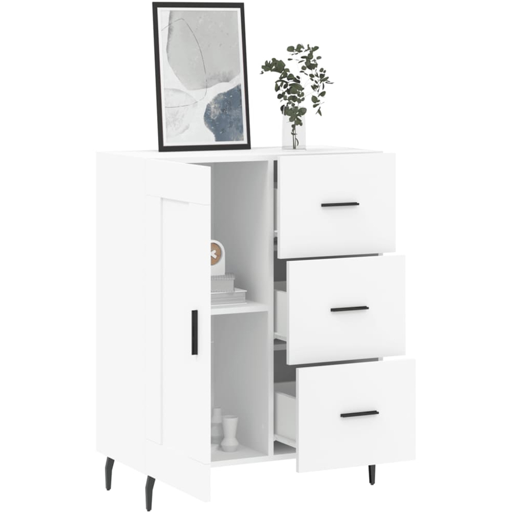 vidaXL Single Door 3 Drawer White Sideboard Image 4