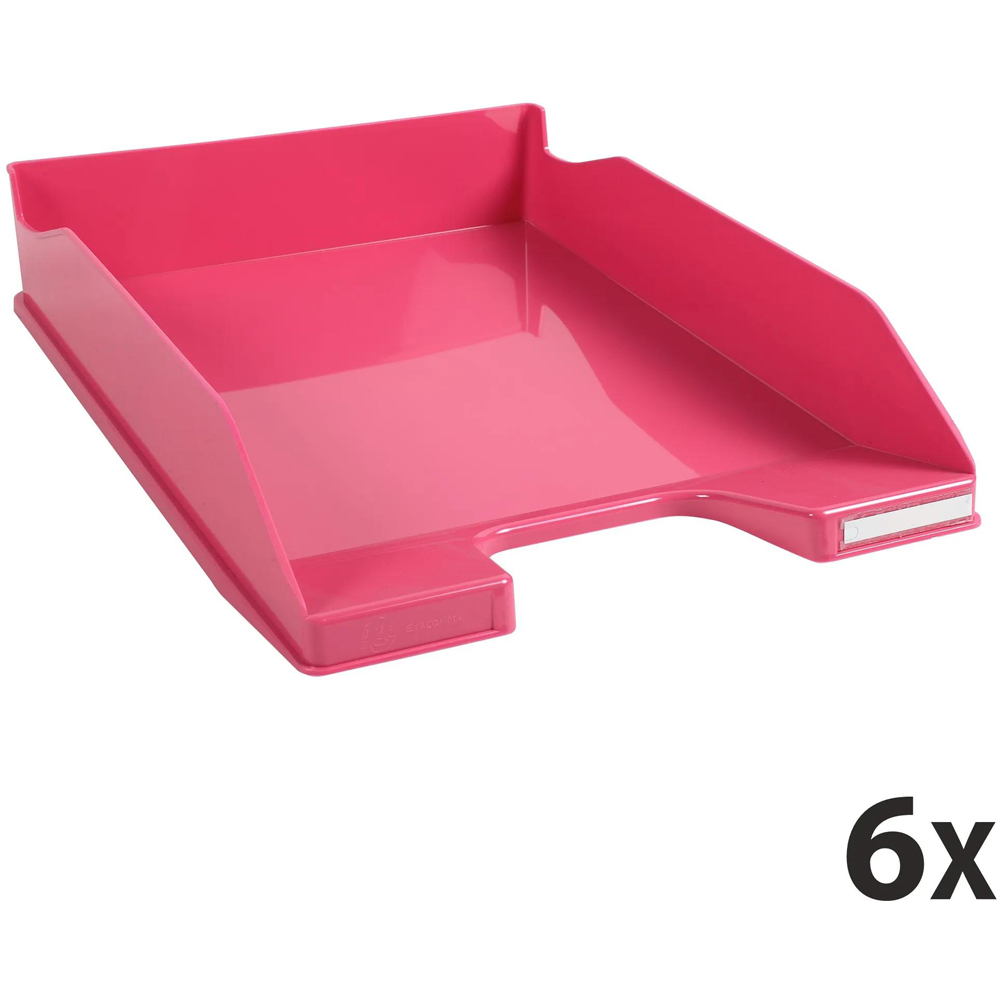 Exacompta Raspberry Gloss Letter Tray 6 Pack Image 7