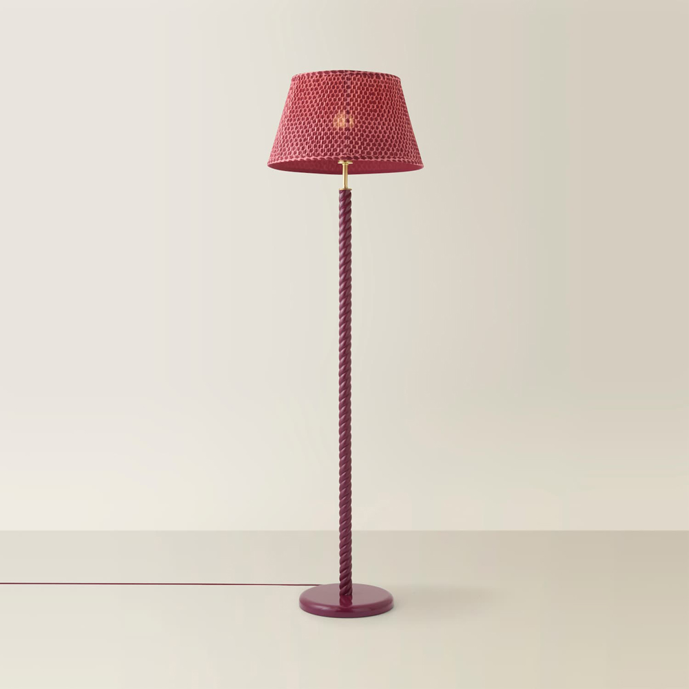 ValueLights Amara Pink Pleated Tapered Shade Pink Twist LED Floor Lamp with Bulb Image 3