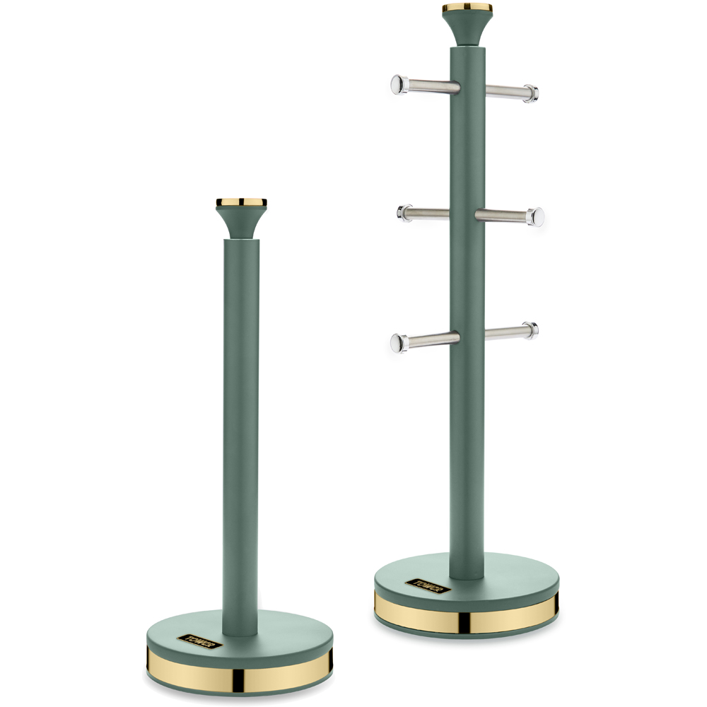 Tower Cavalletto Green Mug Tree and Towel Pole Set Image 1