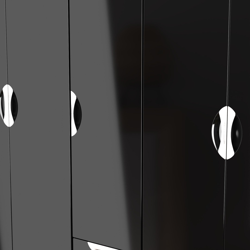 Crowndale Camden 5 Door 2 Drawer Black Gloss and Black Wardrobe Ready Assembled Image 9