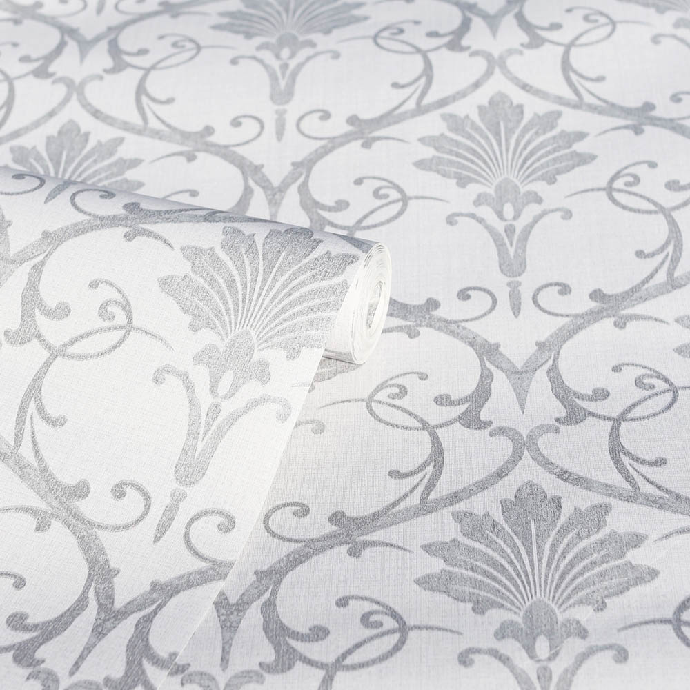 Arthouse Artistick Divine Damask Grey and Silver Wallpaper Image 2