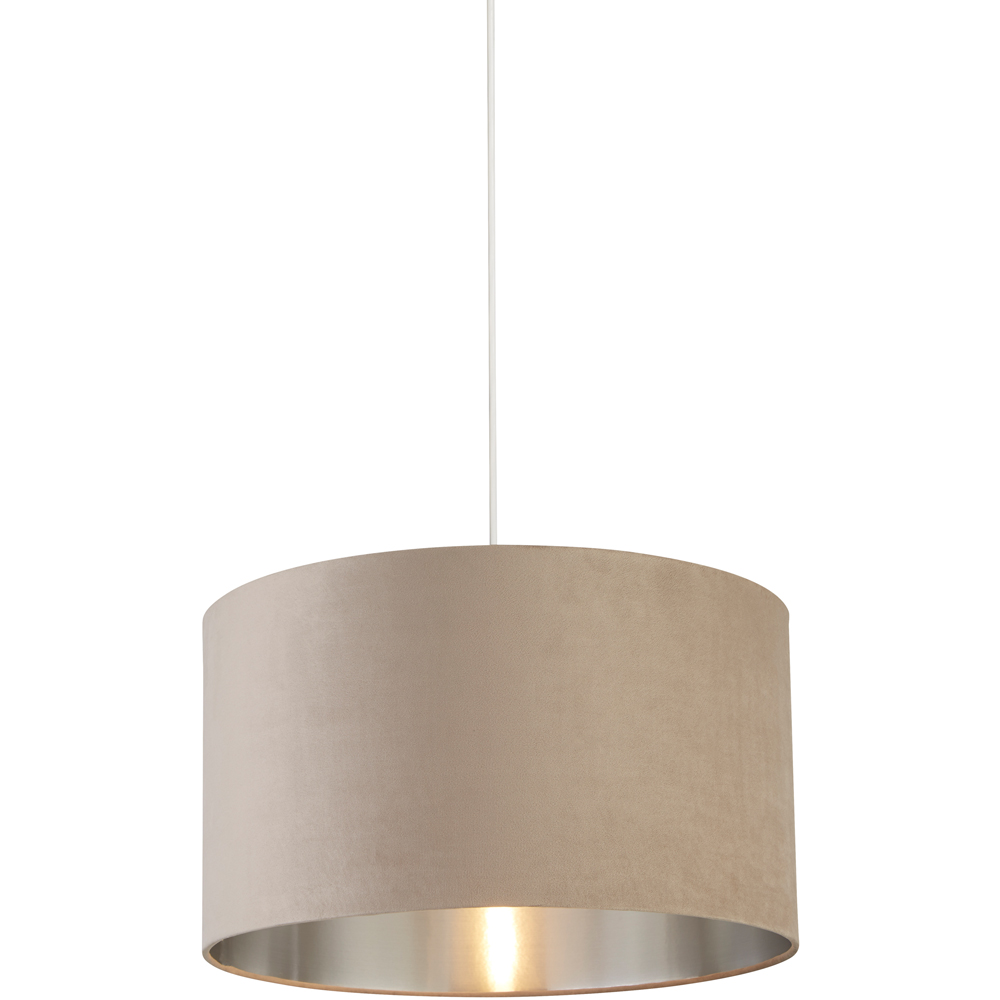 Lighting Collection Taupe Silver Inner Velvet Drum Shade 45cm Image 3