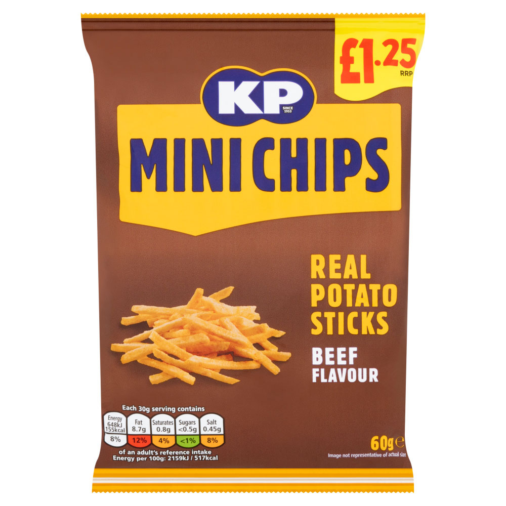 KP Mini Chips Real Potato Sticks Beef Flavour 60g Image 3