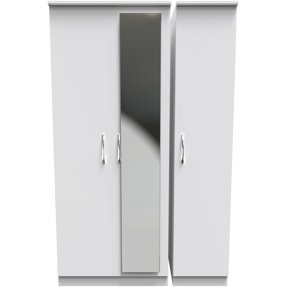 Crowndale Avon 3 Door White Matt Mirror Wardrobe Ready Assembled Image 2