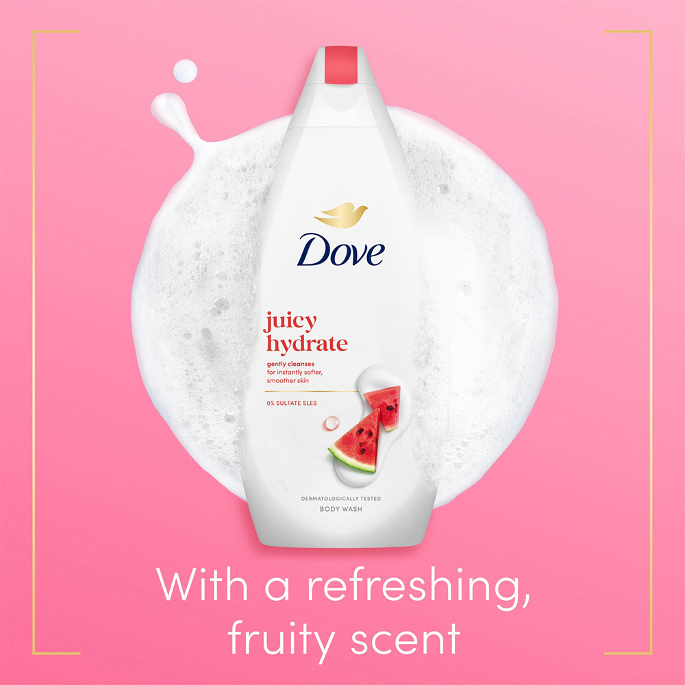 Dove Juicy Hydrate Watermelon Moisturising Gentle Cleansing Body Wash 450ml 6 Pack Image 8