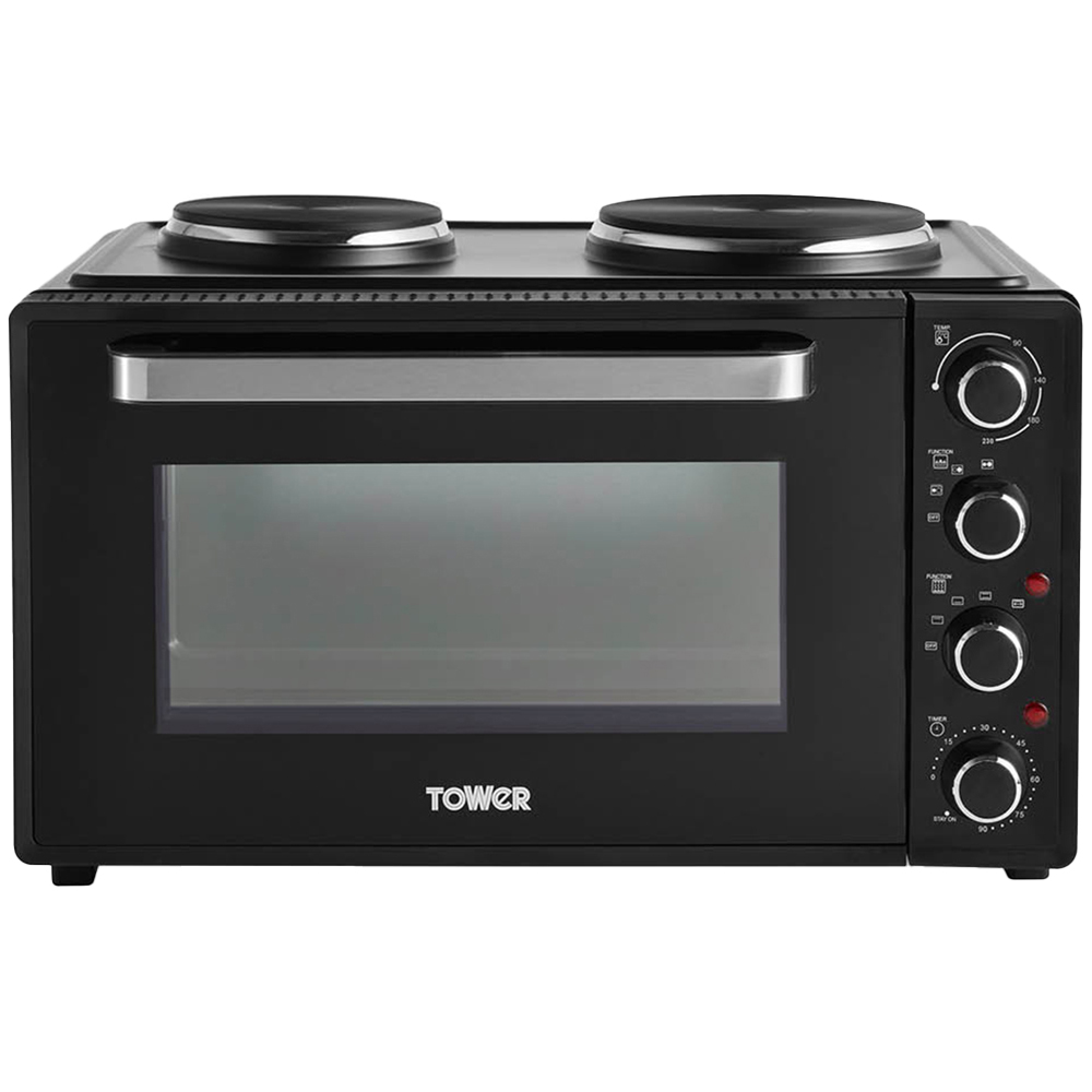 Tower T14045 Black Mini Oven with Hot Plates 42L Image 1