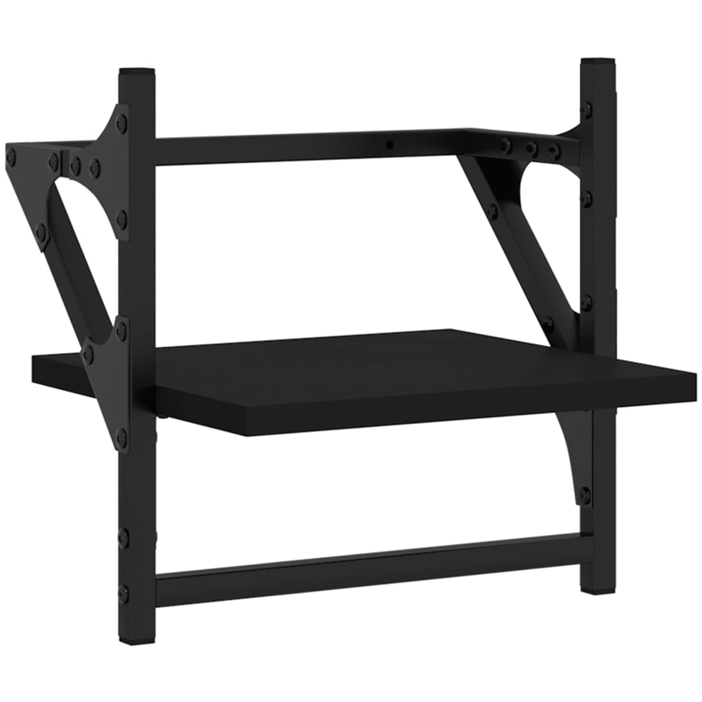 vidaXL 30cm Set of 2 Black Floating Wall Shelf with Bar Image 3