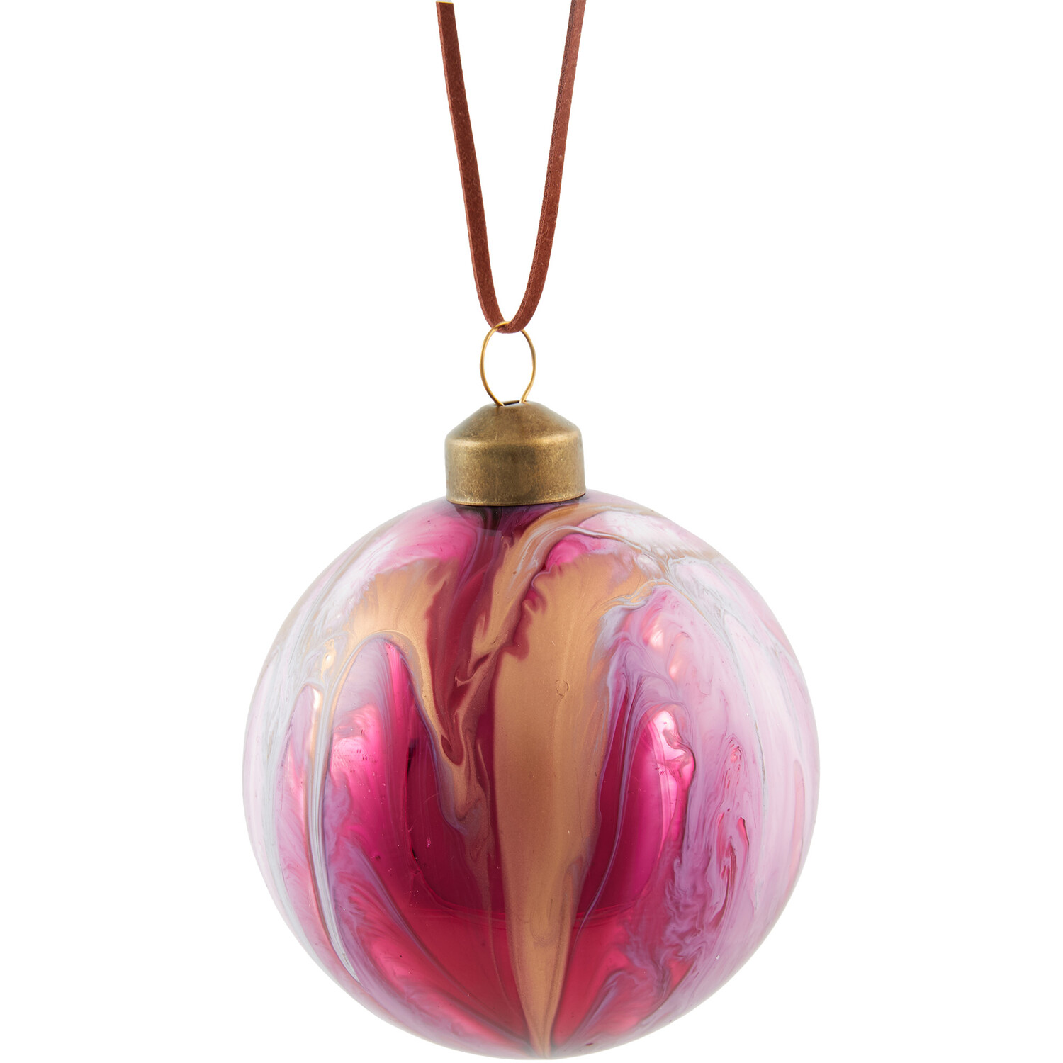Plum and Gold Marbled Bauble Image