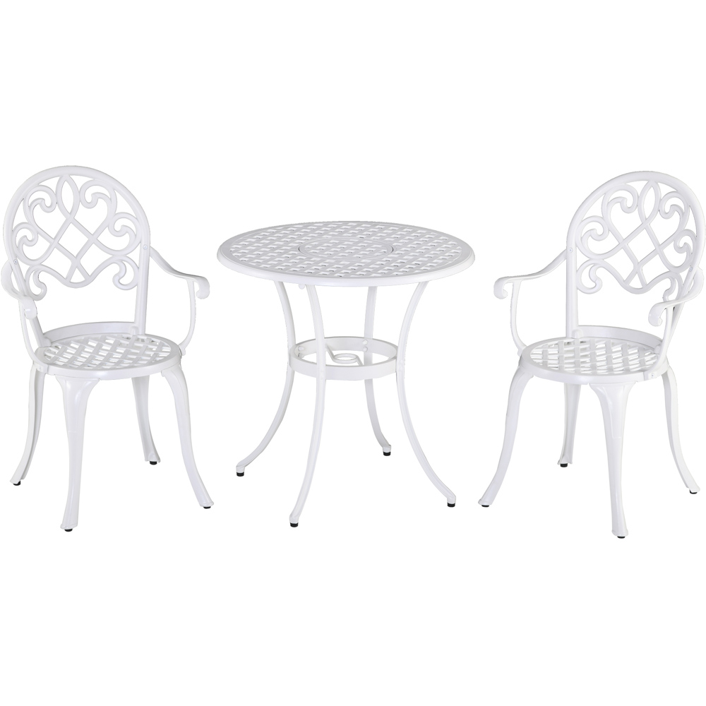 Outsunny 2 Seater White Aluminium Bistro Set Image 2
