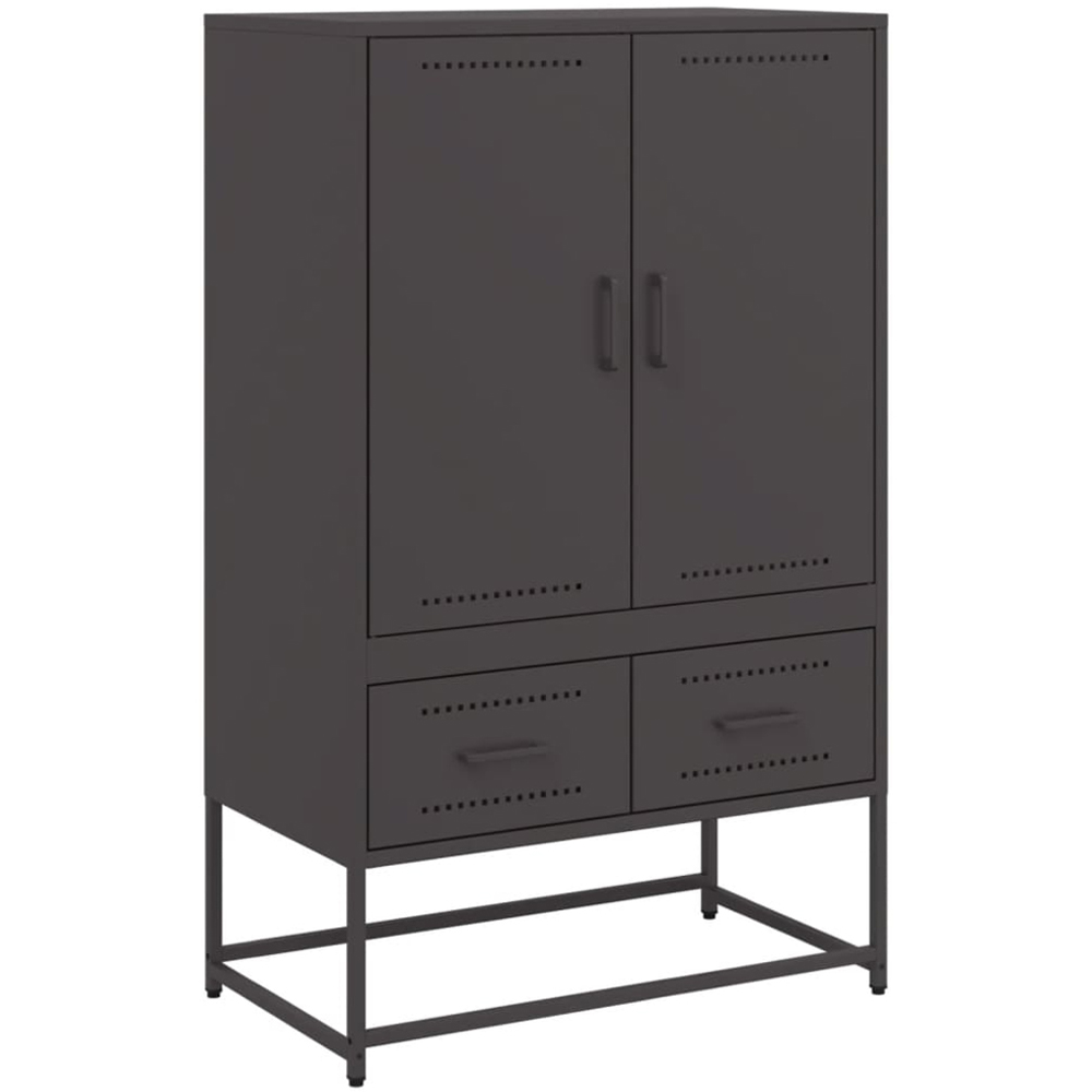 vidaXL 2 Door 2 Drawer Black Steel Highboard Image 2
