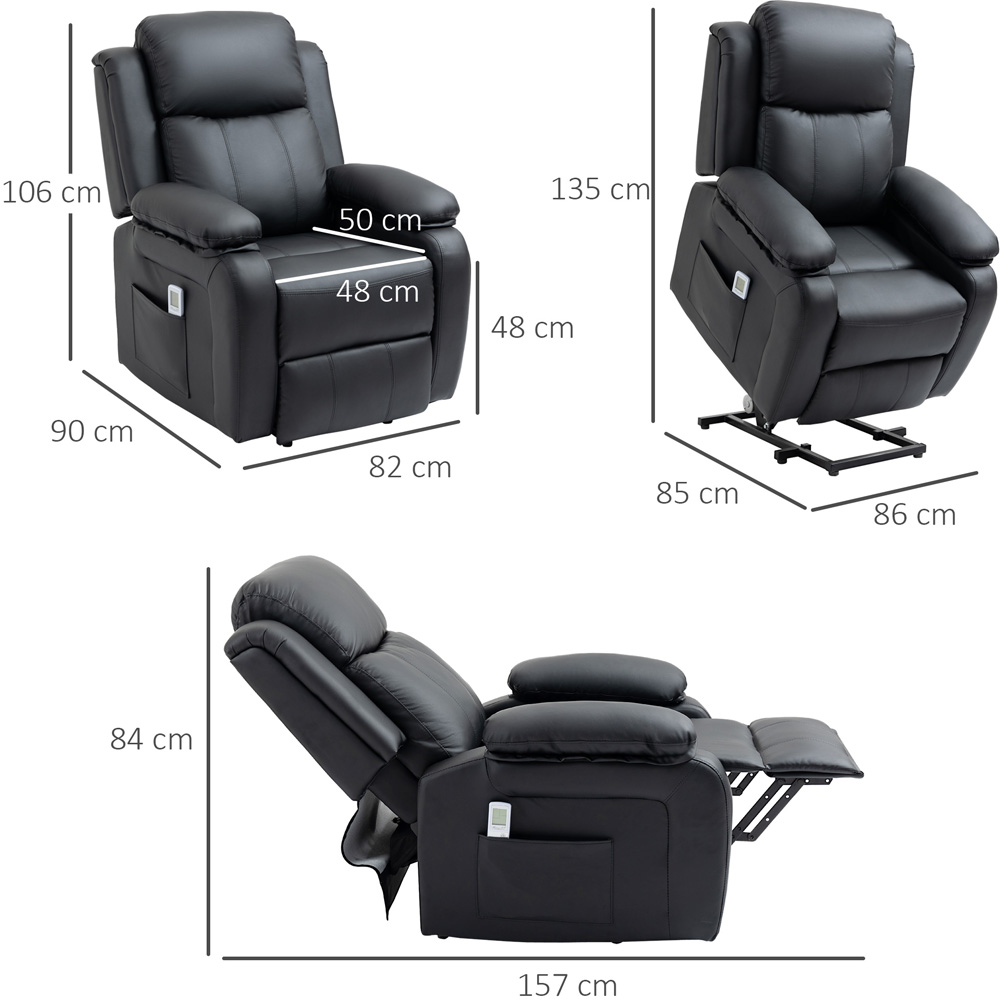 Portland Black Power Lift Massage Reclining Chair with Remote Image 8